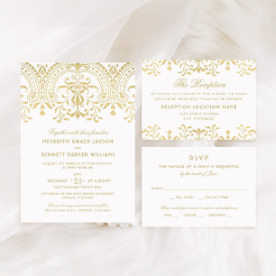 Reserve A Data Casamento de Glamor Dourado Elegante