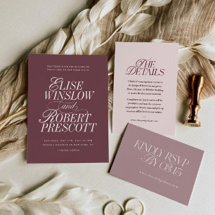 Cartão de Resposta de Casamento   Burgundy Mauve R