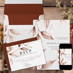 Cartão Postal Modern Terracotta Leaf Sketch Foto para Salvar a D