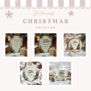 Convites Festa de Natal Rustic Birch Pinecone