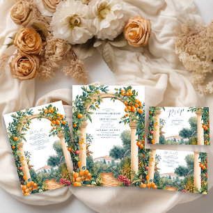 Cartão RSVP Casamento de Verão Chic Lemon Mediterrânica