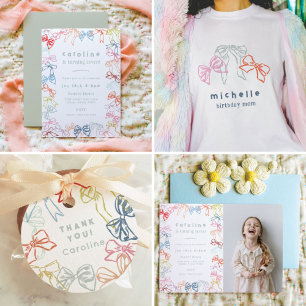 Convites Fitas e Arcos Festa de aniversario de meninas de f