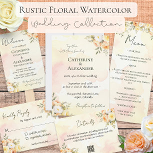 Convites Casamento de Chic Rustic Floral Watercolor