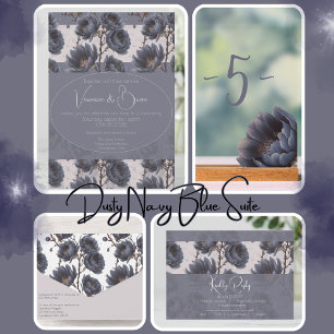 Cartão RSVP Elegante Dusty Marinho Blue casamento Floral