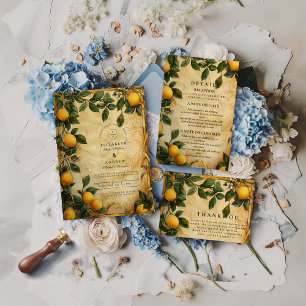 Cartão De Agradecimento Casamento Floral Cítrico Toscano