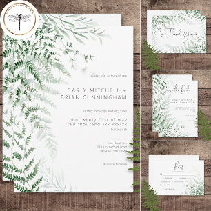 Cartão De Agradecimento Casamento Delicado de Greenery Ferns