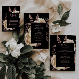 Convites Casamento Dourado de marfim azul escura e legante