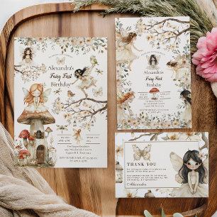 Convites Fairy First Birthday Woodland Floral