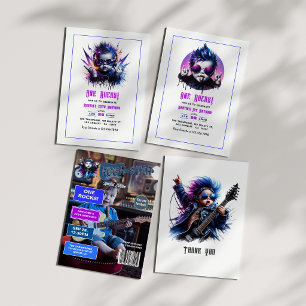 Convites Rock Star "One Rocks"! Primeiro aniversario Cobrir