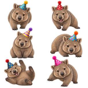 Cartão Celebre com uma festa de wombats selvagemente dive