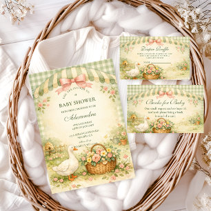 Convites Cottagecore Fofa Chá de Bebê Jardim do Ganso Bobal