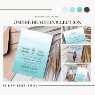 Convites Casamento com âncora de Ombre Beach Destination O