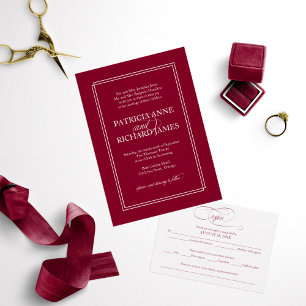 Convites Burgundy Marsala Simple Elegant Formal Casamento