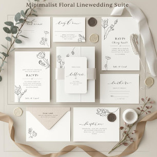 Carimbo Auto Entintado Casamento de Arte em Linha Floral Minimalista