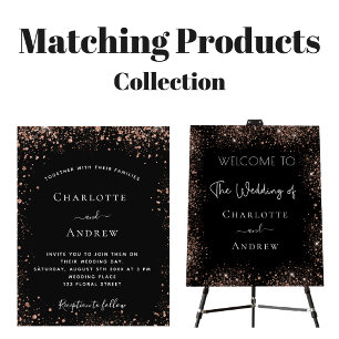 Convites Casamento de luxo com ouro rosa preto