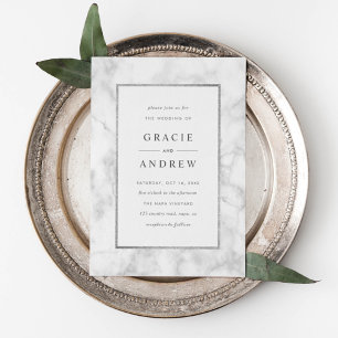 Convites Modern White Marble Wedding Invitation