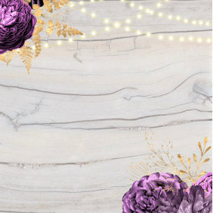 Convites Corda De Madeira Floral Púrpura De Casamento De Lu