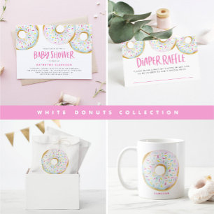 Convites Watercolor White Sprinkle Rosquinha Baby Brunch