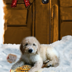 Cartão De Festividades Presentes do Natal de Goldendoodle
