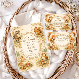 Convites Animais Enluarados da Floresta - Chá de Bebê