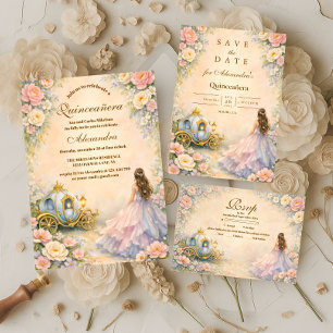 Convites Quinceañera Conto de Fadas Carruagem Encantada