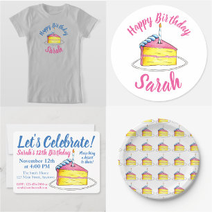 Convites Vamos Celebra a Vela de Bolo de Aniversário, Cor-d