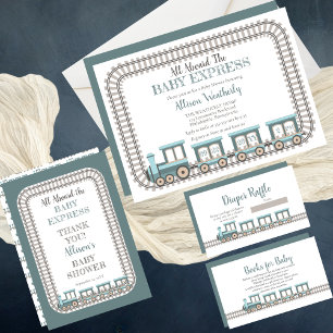 Cartão De Informações Manuais de Chá de trem do Baby Express para Bebê