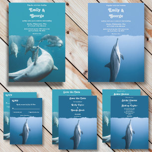 Convites Marinho Azul Sob O Casamento Da Praia Do Golfinho 