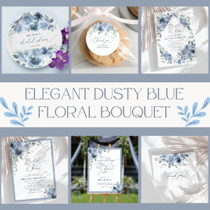 Prato De Papel Floral Azul e Branco