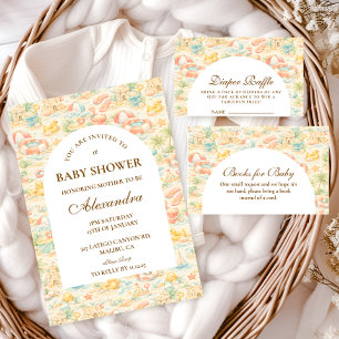 Cartão De Informações Animais da Praia Pastel  Sorteio de Fraldas