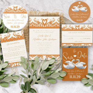 Convites Casamento de Pássaros de Amor com Cisne Azul