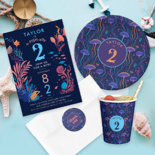 Convites Aniversário de criança de Peixe Náutico do Oceano 