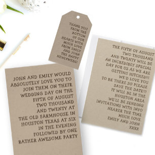 Convites Simplesmente Típica Divertida e Casamento Informal