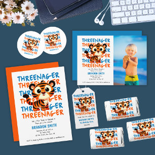 Convites Aniversário de 3 anos do Threenager Tiger Boy