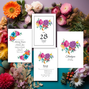 Convites Casamento de Watercolor Floral Fiesta