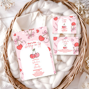 Convites Cereja no Chá de fraldas superior