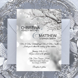 Convites Elegante Winter Wonderland Snowflakes WEDDING