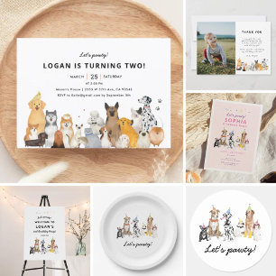 Convites Festa de aniversário Pawty Dog