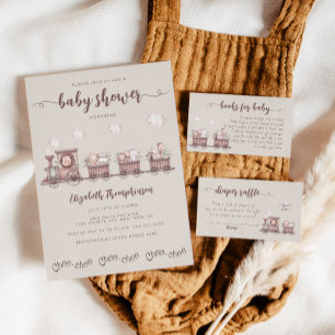 Cartão De Informações Safari Animais Treinam Livro De Chás de fraldas Ca