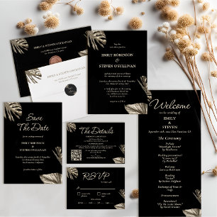 Cartão RSVP Elegante Dourada Monstera, Escolha da Refeição de 