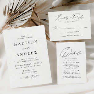 Convites Speckled Modern Elegance Monogram Wedding