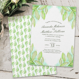 Convite de casamento simples de folhas de primaver