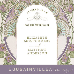 Convites Vintage Lilac Chá de panela Art Nouveau Deco