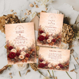 Cartão RSVP Casamento Floral de Jardim de Outono