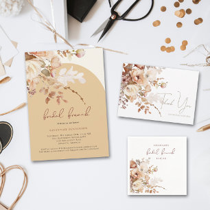 Convites Boho Chá de panela Floral Neutro