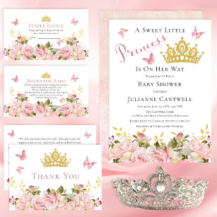 Convites Coroa   Borboletas Chá de fraldas princesa floral