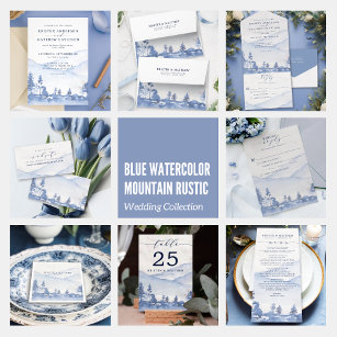 Convites Montanha Rustic Woodland Casamento Azul