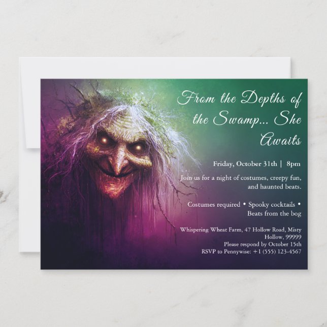 Swamp Hag Halloween Convite de festas (Frente)