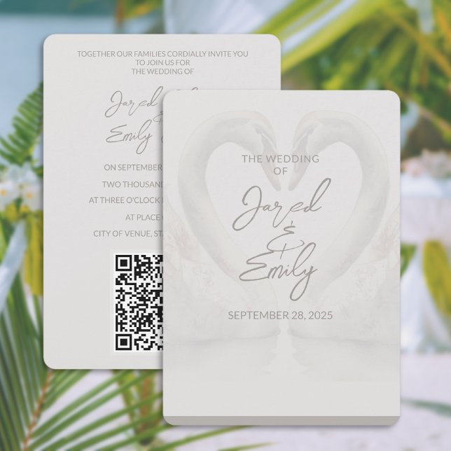 Swan 5x7 Casamento Convite QR Código (Swan 5x7 Wedding Invitation QR Code)