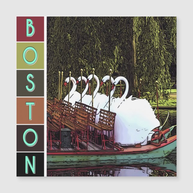 Swan Boats no Verão - Cartão magnético de Boston (Frente)